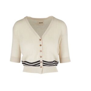 KHAITE Cream Cardigan with Black Stripes
